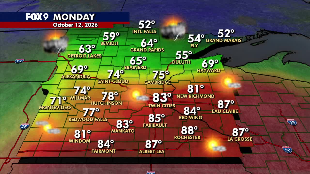 Minnesota weather: Summerlike warmth Monday before cooler Tuesday — FOX 9, Stillwater Community news